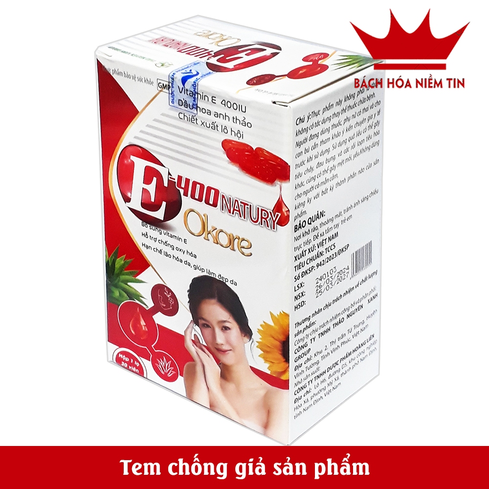 Vitamin E Kore 4000 chiết xuất Cao lô hội-  cấp ẩm, mềm mịn da - hỗ trợ đẹp da Hộp 30 viên