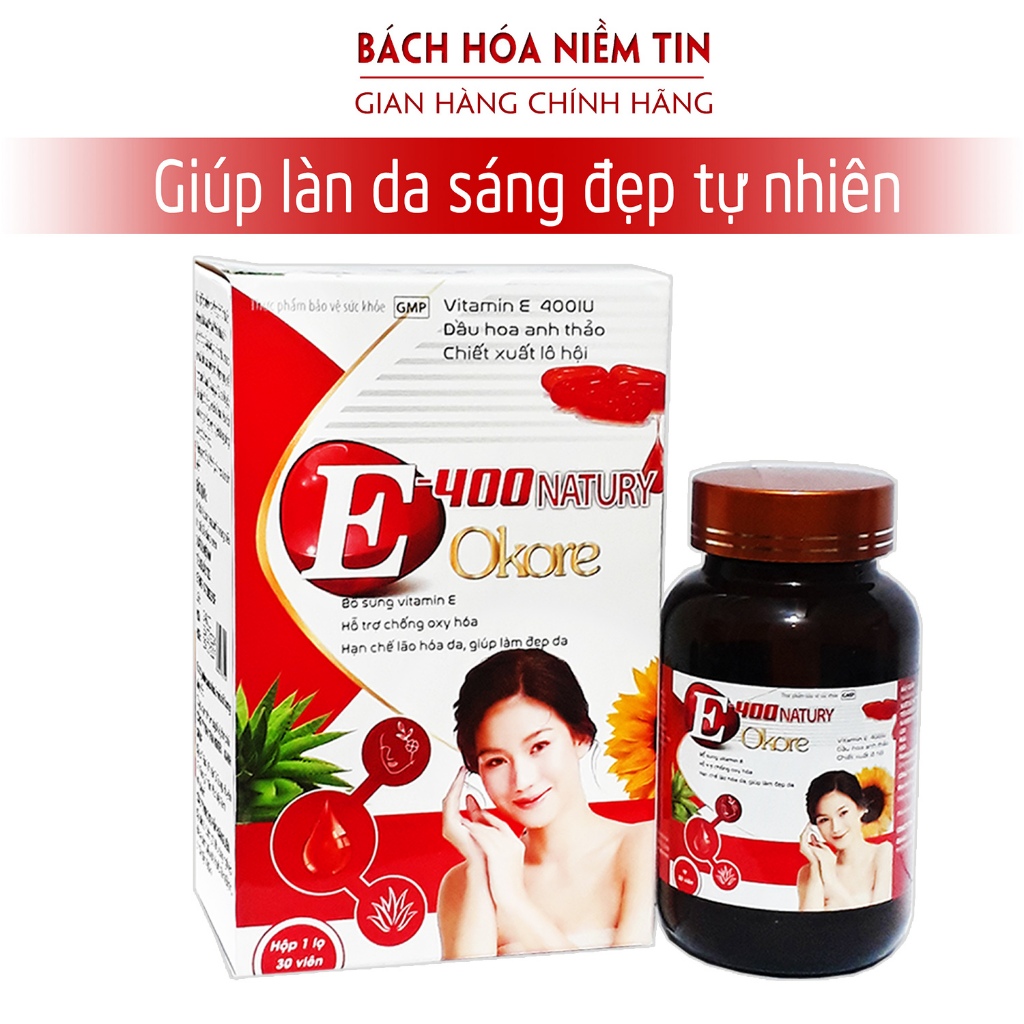 Vitamin E Kore 4000 chiết xuất Cao lô hội-  cấp ẩm, mềm mịn da - hỗ trợ đẹp da Hộp 30 viên