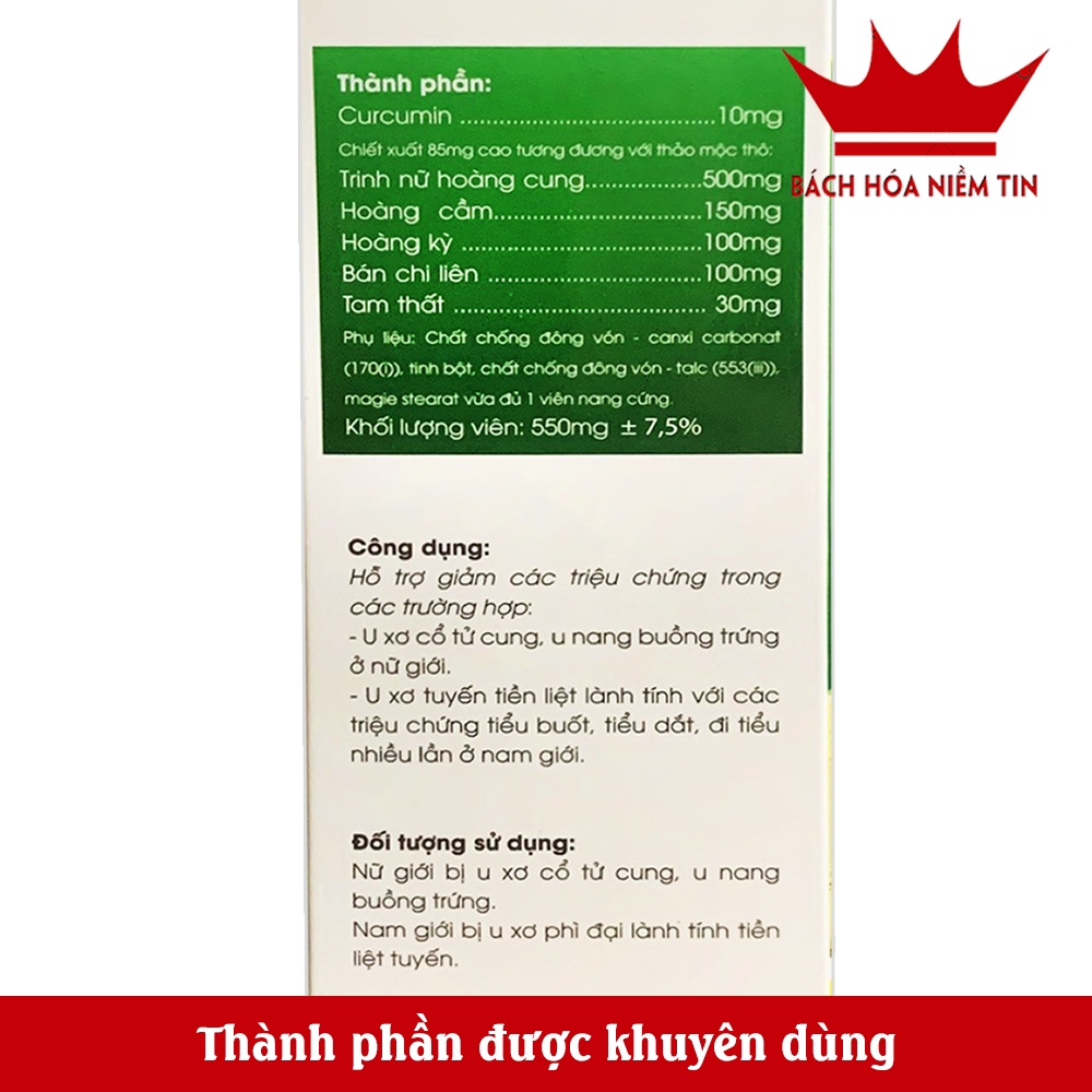 Viên uống Trinh Nữ Hoàng cung thành phần thảo dược - Giảm sự hình thành U Nang Buồng Trứng- U Xơ Tủ Cung Ở Nữ