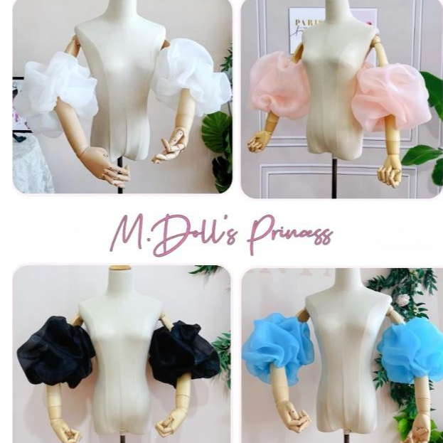 ⚡NHIỀU MÀU⚡Set 1 đôi ống tay ngắn voan kính chụp ảnh mẫu make up, beauty, váy concept xòe to bồng bềnh