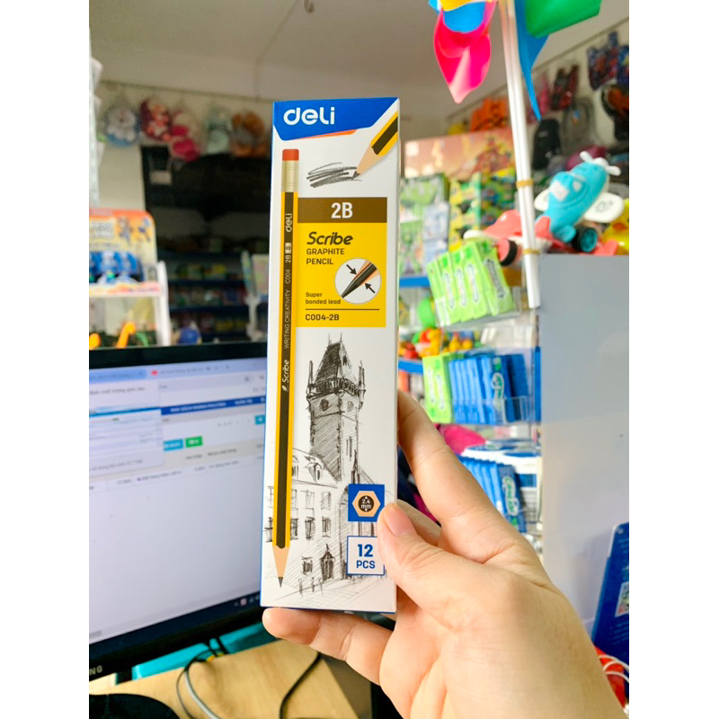 Hộp 12 bút chì 2B Deli 37013 / Bút chì C004-HB Deli/ Bút chì C004-2B Deli