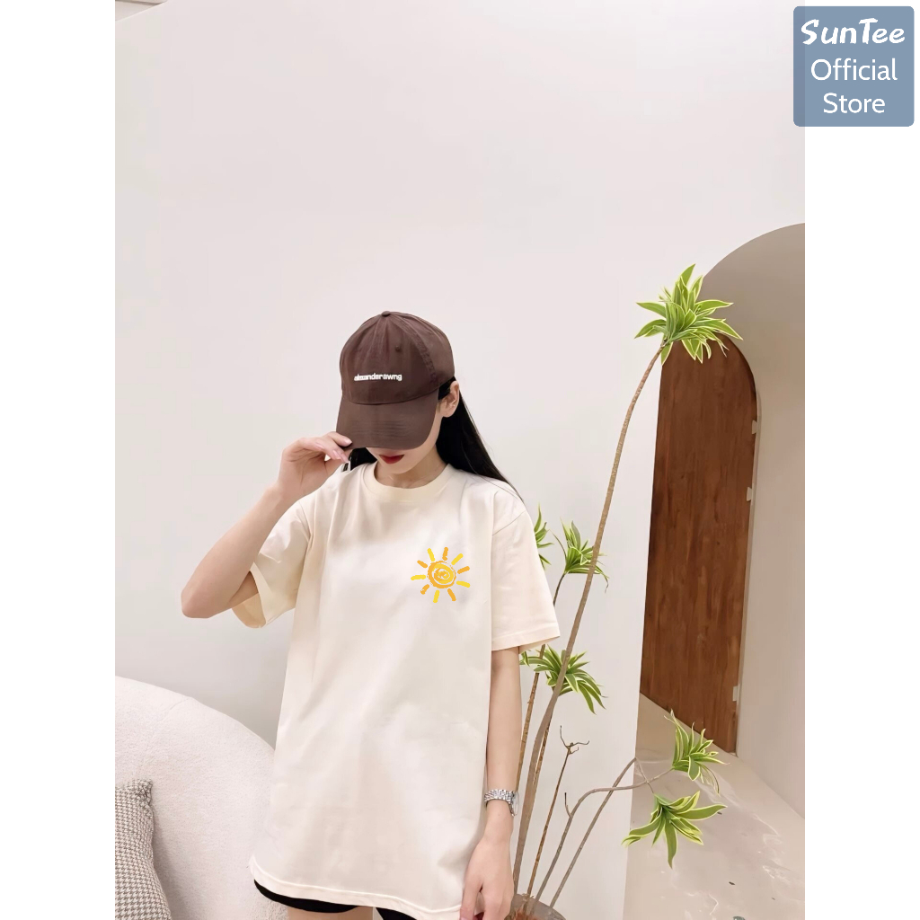 Áo thun nữ form rộng SUNTEE STFR009 phong cách basic in hình 09 vải cotton 250GSM cao cấp | BigBuy360 - bigbuy360.vn