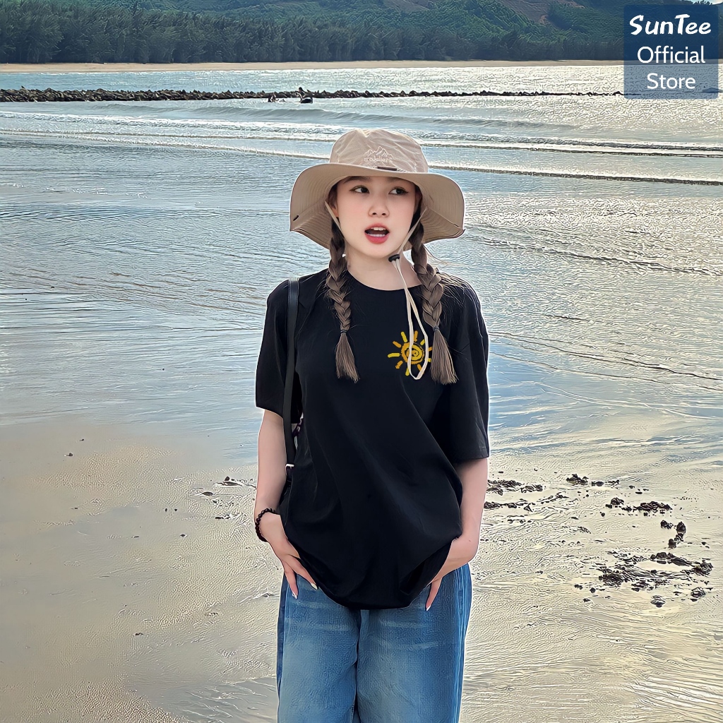 Áo thun nữ form rộng SUNTEE STFR009 phong cách basic in hình 09 vải cotton 250GSM cao cấp | BigBuy360 - bigbuy360.vn