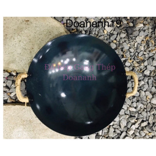 Chảo Thép Cacbon 2 quai Cao Cấp, Tôi sẵn kháng rỉ,sz34cm-36cm-40cm-44cm,đáy tròn sâu lòng.