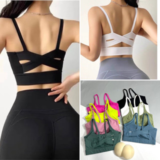Áo Bra Thể Thao Tập Gym Yoga 2 Dây Lưng Đắp Chéo CY02 Vải Thun Lạnh Co Dãn Tốt