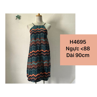 H4695 váy dây hoạ tiết đi biển dạo phố 2hand vintage