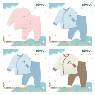 Bộ quần áo sơ sinh cài chéo cạp cao Dokma cho bé từ sơ sinh -6M DB2479