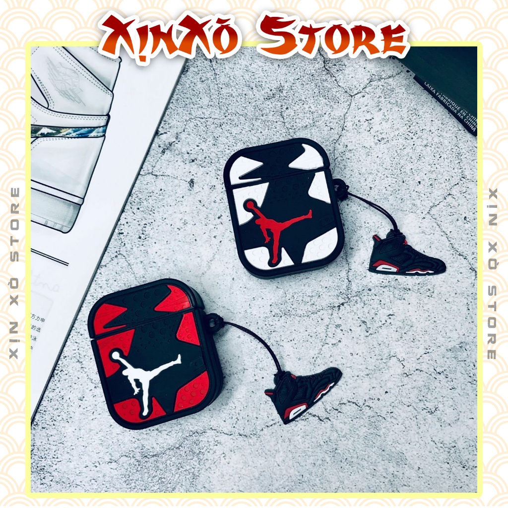 Vỏ ốp Airpod 2 3 4 Pro Pro2 Hộp Jordan kèm móc khóa cao cấp, Case Airpods Jordan - XỊN XÒ Store