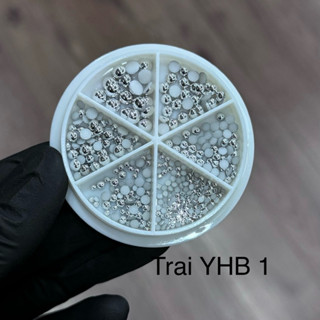 Set hạt ngọc trang trí móng tay nail chân lưới, siêu sáng bóng, không bay màu