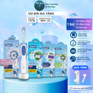 Bàn Chải Đánh Răng Điện Oral-B Vitality Plus Mẫu Mới - Hẹn Giờ 2-Phút, Pin 8 Ngày, Nhiều Loại Đầu Làm Sạch Răng