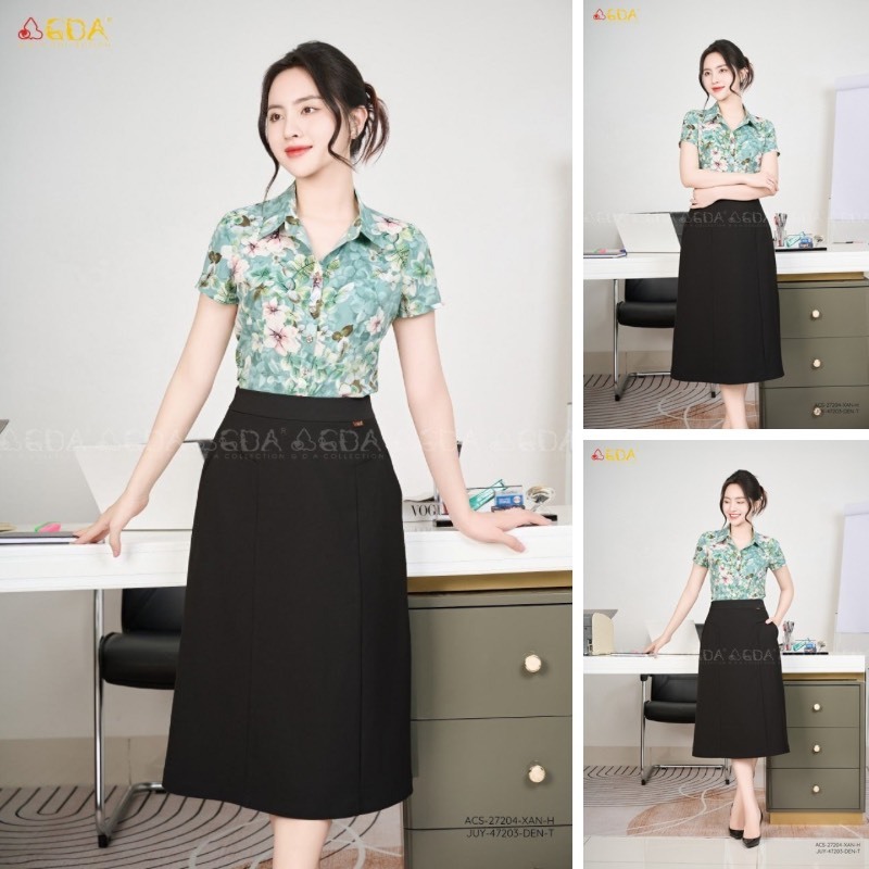 Áo sơ mi tay cộc công sở nữ cao cấp GDA COLLECTION chất lụa hàn co dãn, mềm mịn, thấm hút mồ hôi, thoáng mát