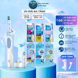 Bàn Chải Điện Oral-B Braun Vitality - Công Nghệ 2DAction, Hẹn Giờ Đánh Răng 2-Phút, Loại Bỏ Mảng Bám, Nhiều Loại Đầu