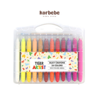 Bút màu lụa mềm cho bé 12 24 màu Silky Crayons Colors 3in1 My Little Tiger Hàn Quốc