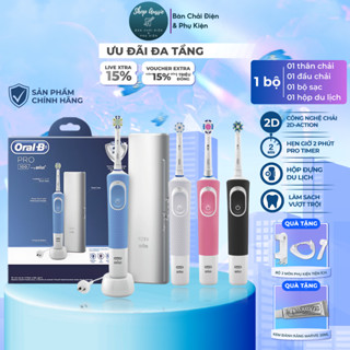 Bàn Chải Điện Oral-B Pro 100 - Hẹn Giờ 2-Phút, Tặng Hộp Đựng Du Lịch, Nhiều Loại Đầu & Màu Sắc