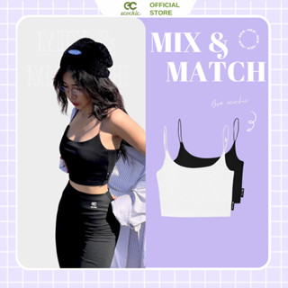 Áo 2 Dây Nữ ECOCHIC Chất Liệu Cotton Cao Cấp Mềm Mại Không Lộ Viền Thấm Hút Mồ Hôi Tốt Màu Trắng Đen B006