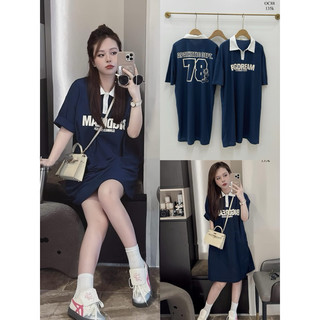 Váy Thun Polo Dáng Suôn Cổ Trắng Số 78 BOCONGANH OC88 Thun Tổ Ong