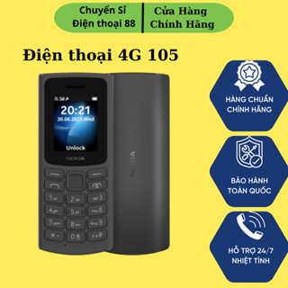 Điện thoại bàn phím Nokia 105(2021) 4G, 2 sim bàn phím dùng ổn định ,loa to sóng khỏe full box tặng kèm pin sạc bh 12T