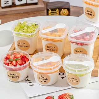 Cốc hủ nhựa PP có nắp An toàn thực phẩm đựng bánh Mousse, CheeseCake, Tiramisu, Panacotta... kèm thìa
