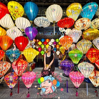 Combo 10 Lồng đèn Hội An vải bóng in hoa văn, hoạ tiết trang trí treo ngoài trời