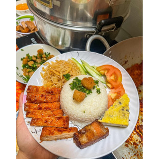 Chả Nấm Chay cơm Tấm-Chả Chay mà ngon y như mặn , chả có nấm đôg cô, nấm mèo , nấm rơm nên thơm phức