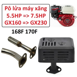 Pô lửa máy xăng 5.5HP => 7.5HP Honda Vikyno ống xả bô ấm giảm thanh 168F 170F GX160 GX200 GX230 6HP 7HP