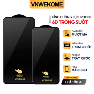 Kính cường lực iphone 6D Elephant Full màn hình trong suốt cho IPX Xs Xsm 11 12 13 14 15 Promax...