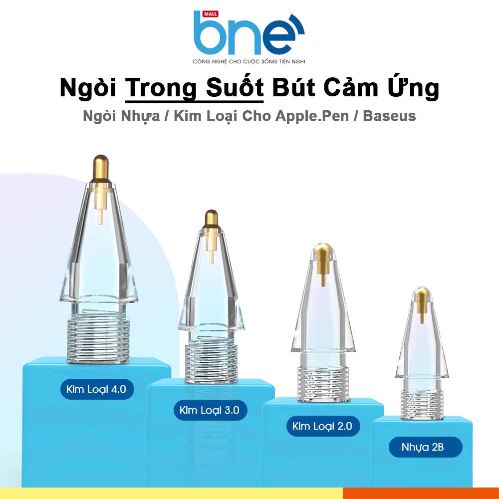 Ngòi bút cảm ứng trong suốt kim loại cho AP1/AP2/Baseus Pencil