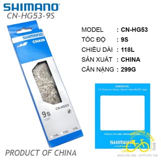 Xích sên xe đạp Shimano CN HG53 9 speed - Fullbox Hàng Chính Hãng