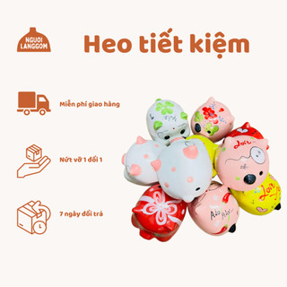 [Lỗ Tròn] Lợn đất heo đất ống heo tiết kiệm - Heo họa tiết truyền thống KÍCH CỠ 12x14x12 - Bát Tràng
