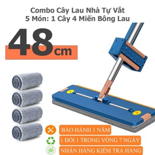 Bộ Cây Lau Tự Vắt Nhà Kèm Xô Gấp Gọn Silicon Thông Minh Tặng Kèm 4 Bông Lau Mẫu Mới 2025 ( hàng chuẩn công ty )