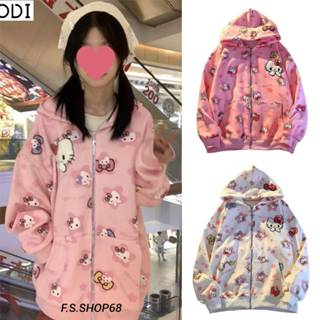 Hoodie Zip, Áo Khoác Nỉ Khóa Kéo In 3D HELO KITTY  2 màu HỒNG/TRẮNG Nỉ Bông Form Rộng nam nữ mặc đẹp UNISEX