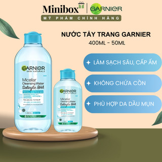 Nước tẩy trang garnier micellar cleansing water cho da dầu, mụn 400ml | minibox