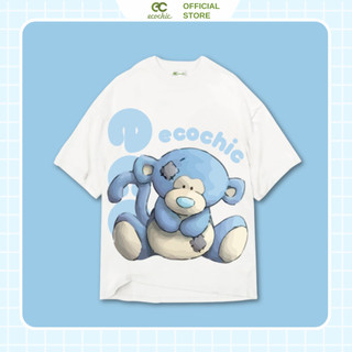 Áo Thun Local Brand ECOCHIC MONKEY BAE BLUE Chính Hãng Form Rộng Phông Nam Nữ Unisex Oversize 100% Cotton B002