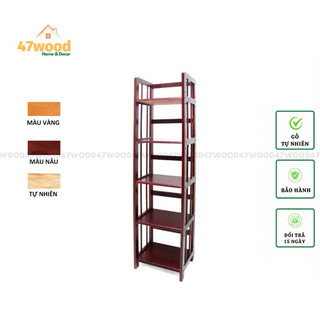 Kệ gỗ 5 tầng rộng 38 cm - Kệ sách gỗ cao su 5 tầng rộng 38cm