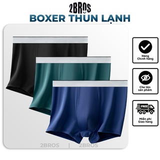 Quần lót boxer nam 2BROS® sịp đùi thun lạnh siêu mát bảng lưng bạc sang trọng