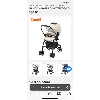 [NEW 100%] Xe đẩy COMBI Handy 4Cas Compact - Đảo chiều tay cầm