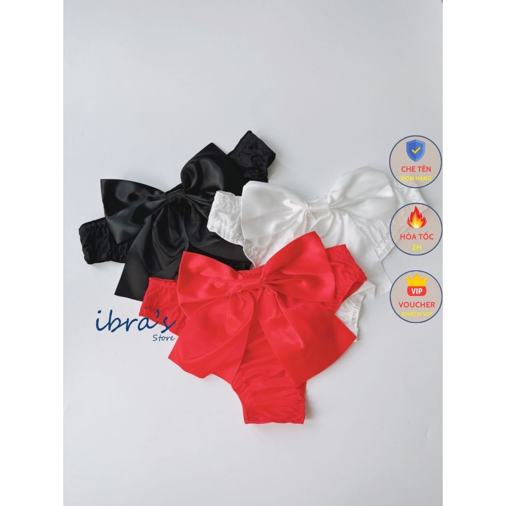 Quần Lót Nữ Đính Nơ Sau Mông Sexy, Vải Satin Cao Cấp Dáng Nửa Mông Gợi Cảm i189