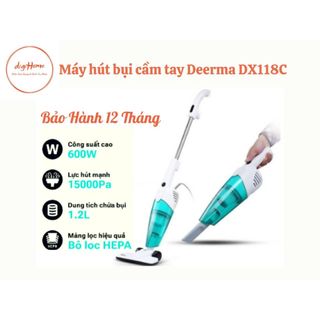 (Deerma DX118C) Máy hút bụi cầm tay mini, công suất 600W - lực hút 15,000 PA kèm 3 đầu hút làm sạch