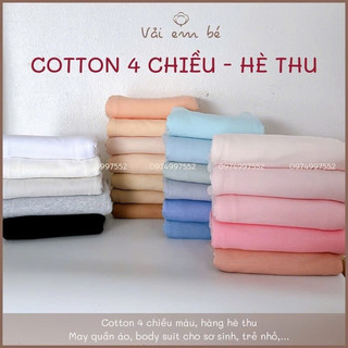 [4C] Vải thun cotton 4 CHIỀU MÀU - chất vừa, mềm mịn may sơ sinh, trẻ nhỏ