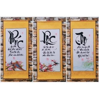 Tranh chữ  thư pháp Phúc Lộc Thọ 35x80cm