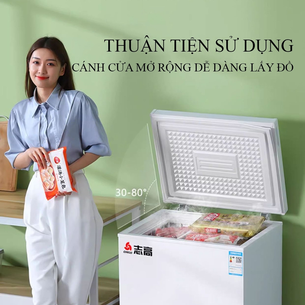 TỦ ĐÔNG CHIGO 60 LÍT Làm Lạnh Nhanh, Tiết Kiệm Điện Với 5 Cấp Số, Tủ Lạnh Mini Trữ Thịt Cá Đông Lạnh