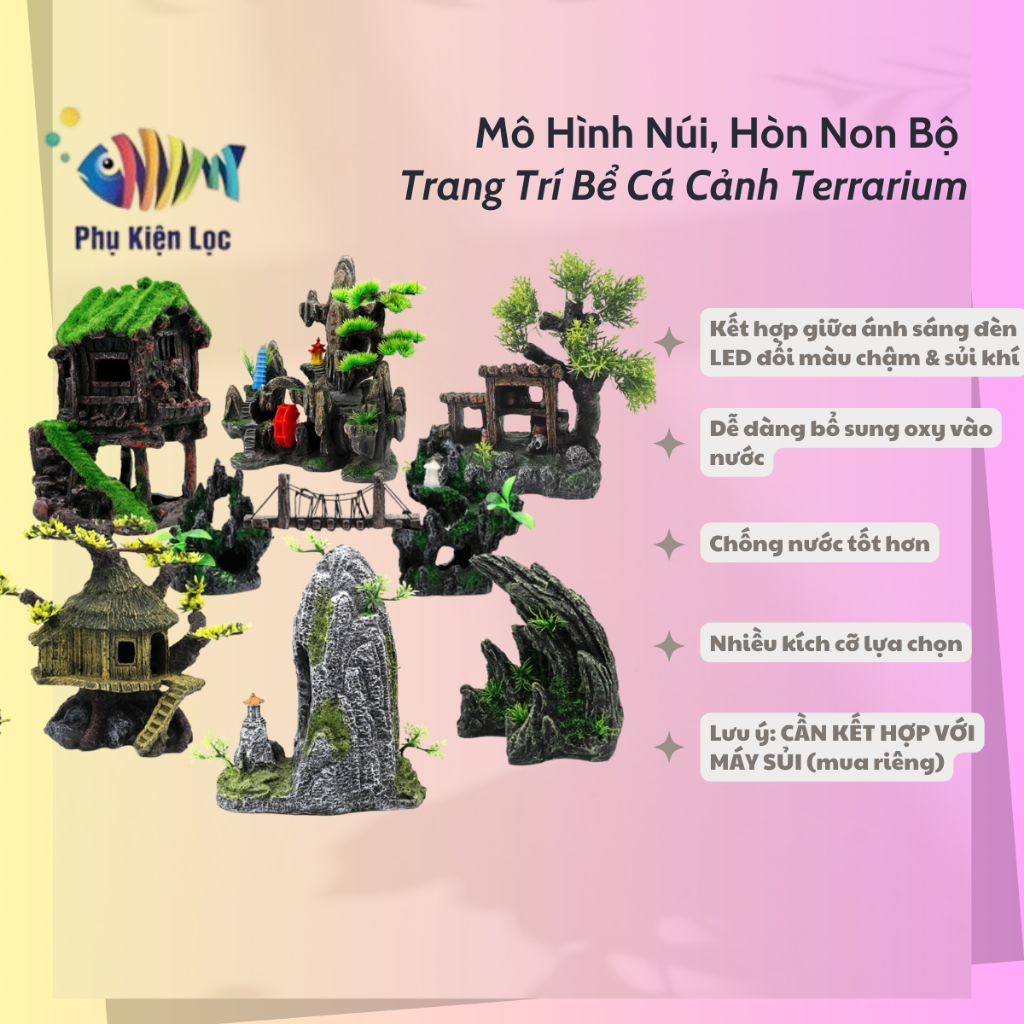 Mô Hình Núi, Hòn Non Bộ Trang Trí Bể Cá Cảnh terrarium