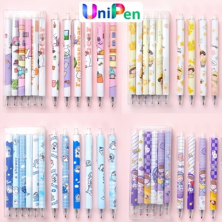 Combo 10 Bút gel bấm ngòi 0.5mm mực Xanh , Đen , Tím Unipen luyện chữ họa tiết dễ thương, bút bi nước gel văn phòng