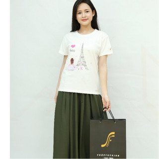 Áo Thun Nữ Hàng Hiệu Sure, Hình In Tháp Paris Sang Trọng, Chất Liệu Organic 100% Sợi BôngTốt Cho Da,