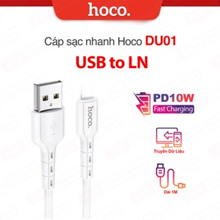Cáp sạc PD10W DU01 Hoco USB to IP dùng cho ip6/7/8/X/11/12/13 dài 1m , dây nhựa cứng cáp chống gãy gập