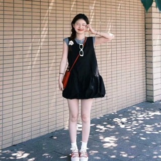 Set váy đầm nữ babydoll nhẹ nhàng, cute mặc đi chơi, tiệc cưới, sinh nhật [ SET V.ĐEN ÁO XÁM ]