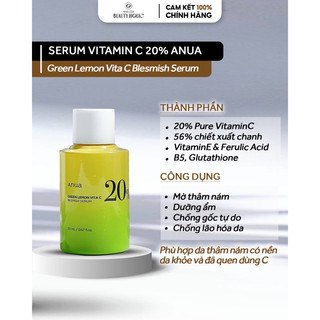 Serum dưỡng trắng vitaminc 20% anua green lemon vita c blemish serum