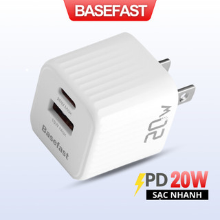 Củ sạc nhanh 20W 2 cổng Basefast nhỏ gọn dùng cho X Xr Xs max 11 12 13 14promax Samsung Oppo
