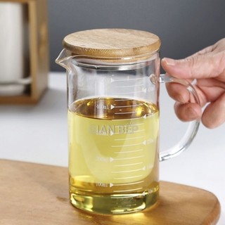 Ca, Bình Thủy Tinh Nắp Gỗ Tre Chịu Nhiệt Chia Vạch Các Dung Tích 1.000ML