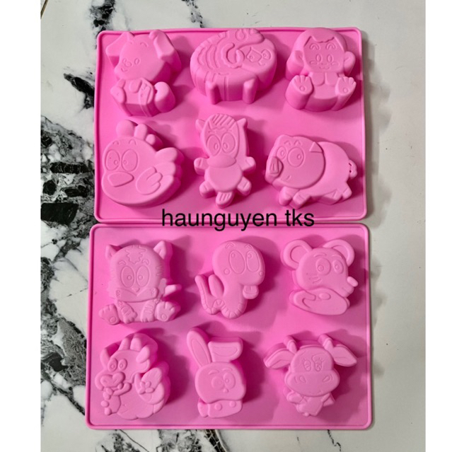 Khuôn silicon 12 con giáp 3d (mỗi khuôn có 6 con)